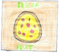 children's drawing of ben's survival pizza